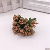 Decorative Flowers Wreaths 144Pcs/Lot Artificial Flower Stamen Wire Stem/Marriage Leaves Diy Wreath Wedding Box Decoration Drop De Othpo