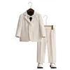 Tute Set completo beige per bambini Ragazzi Matrimonio Festa di compleanno P ography Performance Costume Bambini Giacca sportiva Pantaloni Papillon Vestiti 230909