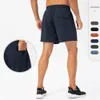 Lu Designer Men Yoga Sports Kort snabba torra shorts med Back Pocket Mobiltelefon Casual Running Gym Jogger Pant