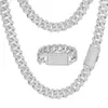 Collier de bijoux de rappeur glacé 20mm 14k 18k plaqué or 925 en argent sterling Baguette Vvs Moissanite diamant chaîne à maillons cubains