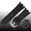 Jawoder Watchband Man 28mm أسود أحمر برتقالي باللون الأزرق الرمادي الأخضر الصفراء الصفراء المطاط الغواصة حزام حزام دبوس دبوس من أجل البلوط الملكي 2877