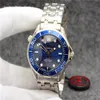 OM Automatyczne mechaniczne zegarki mechaniczne 42 mm obserwuj czarny niebieski tarcza z bransoletką ze stali nierdzewnej Rotatable Bezel288s