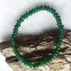 4*6MM Oval Oblate Grün Smaragd Jade Armband Naturstein Perlen Relie Schmuck