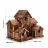 Bird Cages Hanging Wooden Hummingbird House For Outside 6 Hole Handmade Natural Birdhouse Large Outdoor Shelter Decorate Backyardcourtyar 230909