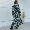 Moda europejska i amerykańska damska noszona wiosna nowa potargana nieregularna sukienka z długim rękawem