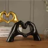 Decorative Figurines Nordic Love Heart Gesture Sculpture Home Decoration Live Statue Figurines Wedding Ornaments for Living Room D271O