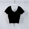 LU-02 Yoga Outfit NWT yogatwo Camiseta esportiva feminina Roupas de fitness Mulher Camisas de treino de manga curta Tops de ginástica Roupas de uso ativo Senhoras em forma de V manga curta Não