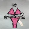 Comfortable Sexy Swimwear Designer Women Pink Swimsuit Summer Fashion Alphabet Diamond Set Girls Bikini246o