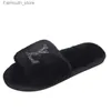 Slippers Luxe Strass Diamanten Bont Slippers Dames Paseo Parijs Designer Harige Platte Muilezel Slides Mode Dames Pluizige Platform Q230909