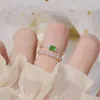 Cluster Rings Böhmen Emerald Green Crystal Women Ring Double Layer Transparent Zircon Elegant Bijoux Engagement Finger Christmas 291Z