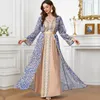 Blue Muslim Mor till brud Mellanöstern Jewel Lace Appliques ärmar Godmother Party Long Evening Downs Custom Made Wedding Guest Dress 403