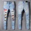 Męskie dżinsy Amirs męskie projektanci damskich dżinsy w trudnej sytuacji Rower Rower Slim Prosty Denim for Men's Print Army Fashion Mans Chude Pants x0911