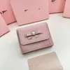 Designer fårskinn brev bow pearl lady söt handväska kreditkortshållare handväska med lådkortpåse