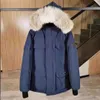 canadese uomo pilota piumino vera pelliccia di lupo con cappuccio tela parka lettera patch tasche con cerniera caldo spesso capispalla designer donna inverno cappotto d'oca ha7