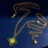 Pendanthalsband lyx varumärke Clover Designer Long Pendant Halsband för kvinnor 18K Guld Sweet 4 Leaf Flower Double Row Elegant tröja Halsband med Crystal Diamon