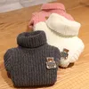 Wysokiej jakości swetr z niedźwiedziem czysty zima chłopca dzieciak grube dzianinowe koszule z golfem solidny kołnierz puch 230909