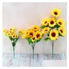 Dekorative Blumenkränze, 2 Teile/los, Herbstdekoration, gelbe Sonnenblume, Seide, künstlicher Blumenstrauß für Zuhause, Büro, Party, Gartendekoration, Otncz