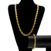 Hiphop Sieraden Sets Hoge Gepolijste Ketting Hip Hop Touw Ketting Armbanden Mannen Trendy Stijl Goud Zilver 6mm 10mm2467