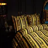 Designer de luxo 5 pçs preto conjuntos cama 100 algodão tecido king size estilo europeu colcha capa fronhas folha edredão comfort206d