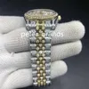 Reloj con esfera de números arábigos y diamantes completos para mujer, tamaño 36 mm, reloj de lujo con hielo, automático, plateado, dorado, de dos tonos, inoxidable, con diamantes lady208T