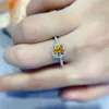 High quality Yellow gem moissanites 2 carat ring color Mossant diamond ring 925 silver charm Engagement wedding Ring for Women hip hop jewelry Gifts