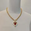 2023 Luxury Quality Charm Heart Shape Pendant Necklace With Red Diamond in 18K Gold Plated Have Stamp Box PS7520A270E