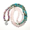 SN1530 nouveau Design femmes 108 Mala Yoga Bracelet rose cristal naturel jaspe Mala perles Bracelet Lotus énergie Yoga bijoux 287O