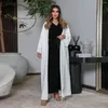 Etnische kleding Dames Open voorkant Abaya Kort Modieus Effen Patchwork Arabisch Dubai Marokkaanse Kimono Corban Eid Islamitische Outsider Gewaad 2023