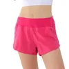 L8263 Hoge taille gevoerde korte broek Dames Sport Yoga Shorts met rits aan de achterkant Hardloopshorts Sneldrogend Ademend Casual Swea278b