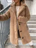 Mulheres de pele falsa pele feminina inverno teddy velo casaco de pele falsa luxo lapela cardigan quente vintage meados de comprimento robe plus size 5xl sherpa suéteres 230908