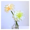 Decorative Flowers Wreaths 10Pcs/Lot Single Branch Dahlia Artificial Silk Wedding Decor Bouquet Bride Hand Holding Flower Home Gar Ot5Av