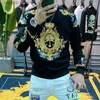 Herren Hoodies Sweatshirts Schwarz Gold Druck Sweatshirts Männer Frühling Persönlichkeit Barock Streetwear Trend Sweatshirt Männer Luxus Stickerei Sweat Homme Männer T230909