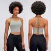 L9095 Cross Dunne Bandjes Yoga Beha Tank Tops Klassieke Sportbeha Vrouwen Fitness Vest Kleine Sling Beha met Afneembare Cups sexy Un271u