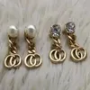 Fashion Pearl Diamond Charm Earrings aretes for women party wedding engagement lovers gift jewelry261b