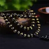 8mm 108 Six mots de perles de mantra Bracelets d'obsidienne fête mode Mala méditation faite à la main bijoux magnifiques envoûtant Bangle256t