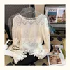 Women's new design sweet flare sleeve lace embroidery floral crochet hollow out t-shirt tops SMLXL