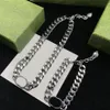 Männer Frauen Choker Halskette Designer Edelstahl Armbänder Cuban Link Silber Kette Top qualität Brief Anhänger für Unisex Hip ho310u