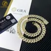 Fine Jewelry Hip Hop 925 srebrny srebrny vvs moissanite diament mrożony w Miami Big 10 mm 12 mm Cuban Link Naszyjnik dla mężczyzn