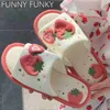 Slippers Slippers Spring Home Linen Cotton Women Sandals Indoor Shoes Non-slip Slides Ladies Strberry Korean Style Woman Shoe 221103 Q230909