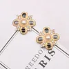 Charm Simple Stud arring Flowers for Mens Womens Crystal Rhinestone Gold Plated Fashion Letters Metal Jewelry Y240429