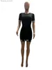 Basic Casual Dresses Plus Size 2023 Women Dress Letter Printed Short Sleeve Slim Fit Wrap Hip Dress for Women L230909