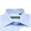 MENS DRESSE SHIRTS POCHOTHER- Långärmad fransk manschett Solid skjorta Sprid krage Bomullsblandning Klassisk Fit Tuxedo Cufflink Drop Delivery Dhyqi