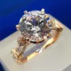 Luxury Jewelry Rose Gold Round cut 2ct Stone Diamond 925 Sterling Silver Engagement Wedding Band Ring for women257b