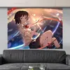 Net red background cloth animation Your name explosion hanging cloth tapestry Bedroom dormitory room bed decoration wall cloth R230909