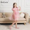 Платья для девочек RiniLucia, лето 2023, платье для маленьких девочек, милое платье принцессы с цветочным принтом, детская праздничная одежда для девочек, платье 230909