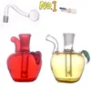 Mais novo mini apple fumar narguilé 10mm feminino água vidro dab rig bong cachimbo de água com tigela de queimador de óleo de vidro e mangueira de silicone