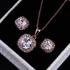 Наборы свадебных украшений ZHOUYANG Высокое качество ZYS008 Цвет розового золота Элегантный комплект ожерелья и серег с австрийскими кристаллами 230909