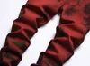 Męska marka dżinsów męska Wysokiej jakości szczupły krawat Dye śnieg cegły czerwony dżins proste spodnie vintage streetwear moda swobodne spodnie 230909