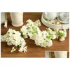 Decorative Flowers Wreaths Simation Cherry Blossom 4 Fork With Leaf Wedding Decoration Artificial Home Flower Drop Delivery Garden Otlwi