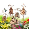 Garden Decorations Bird House With Pole Metal Feeders Stakes Art House For Courtyard Backyard Patio Outdoor Decoration 230909